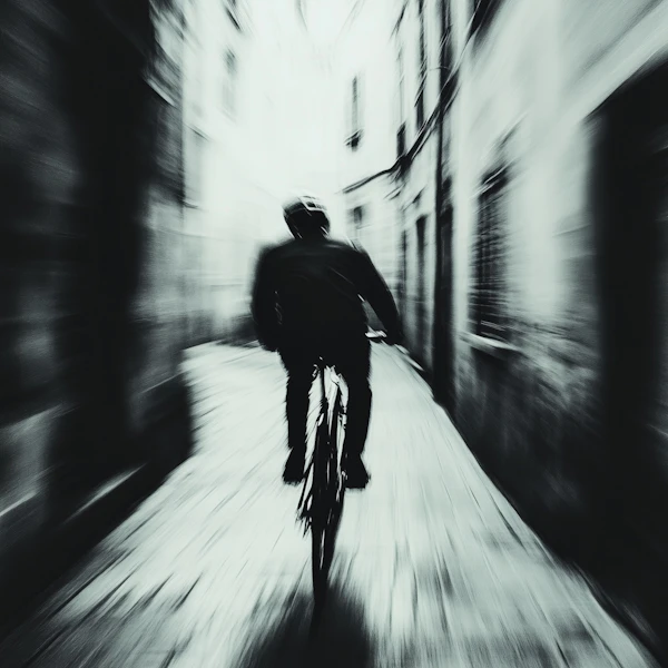 Cyclist in Alleyway