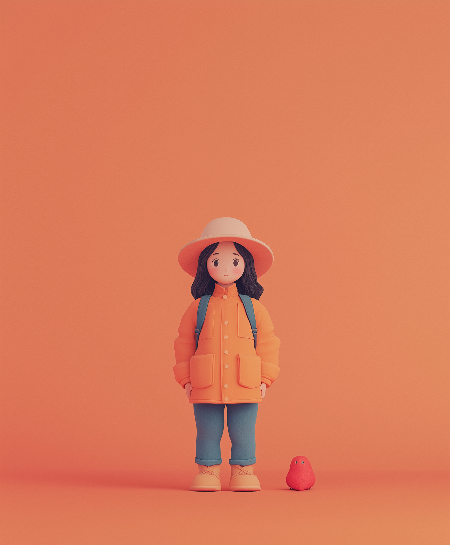 Playful Orange Winter Scene Illustration