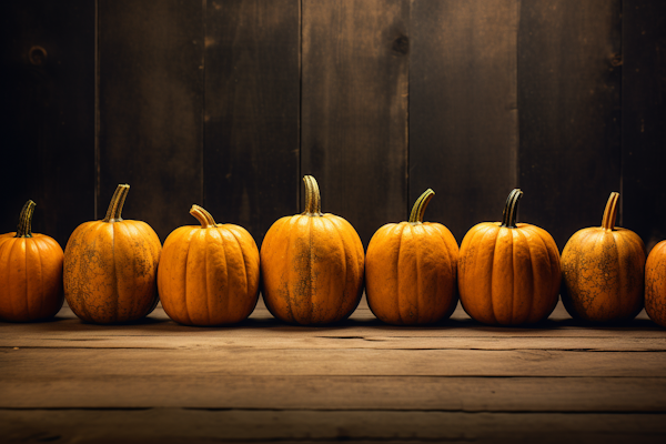 Autumnal Harvest - A Row of Ripe Pumpkins