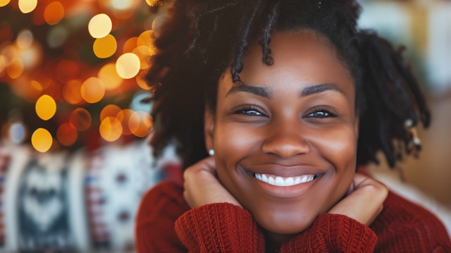 Radiant Smile in Festive Atmosphere