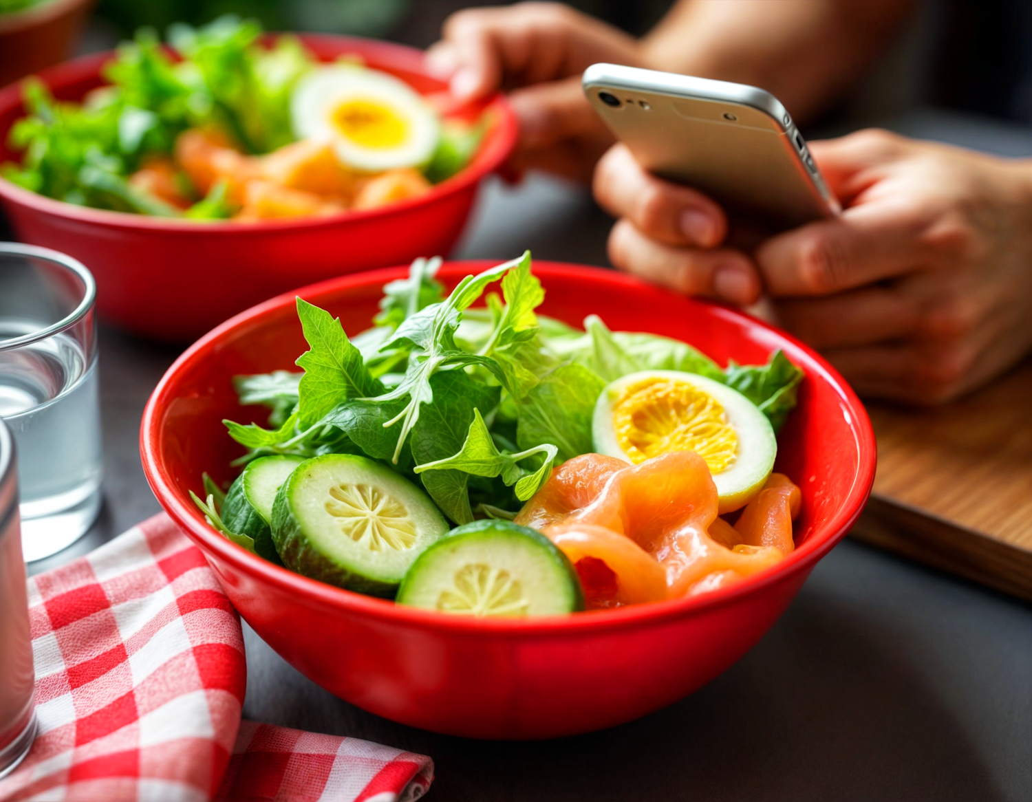 Vibrant Salad with Smartphone