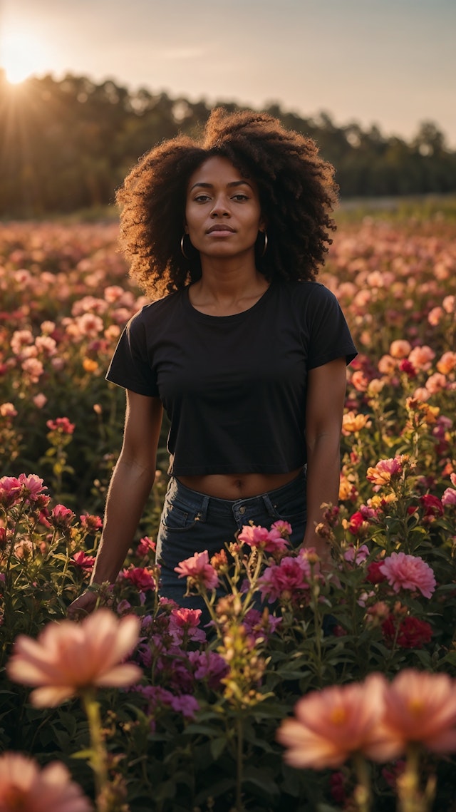 Woman in Flower Field