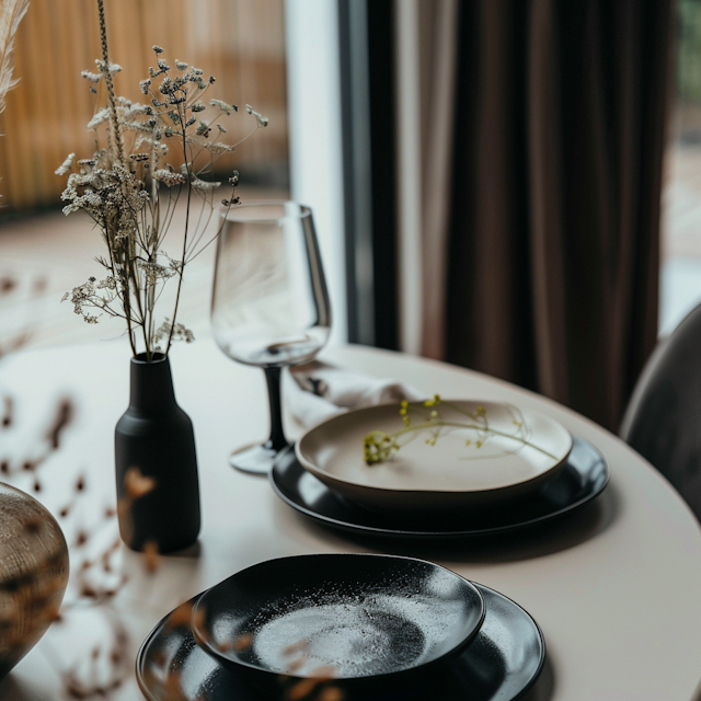 Elegant Dining Setting with Minimalistic Tableware