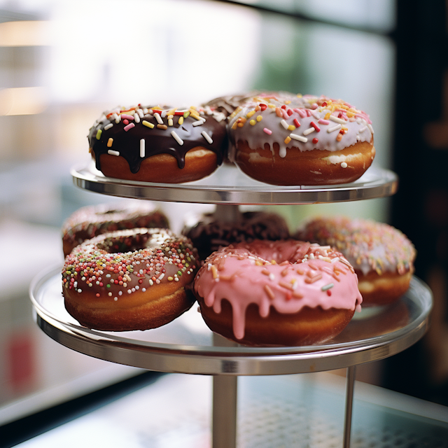 Colorful Tiered Doughnut Display