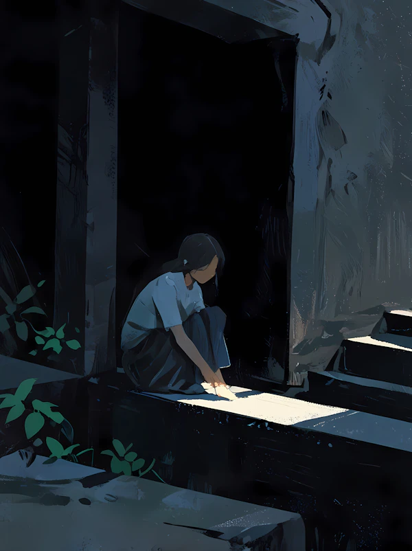 Pensive Individual Scene