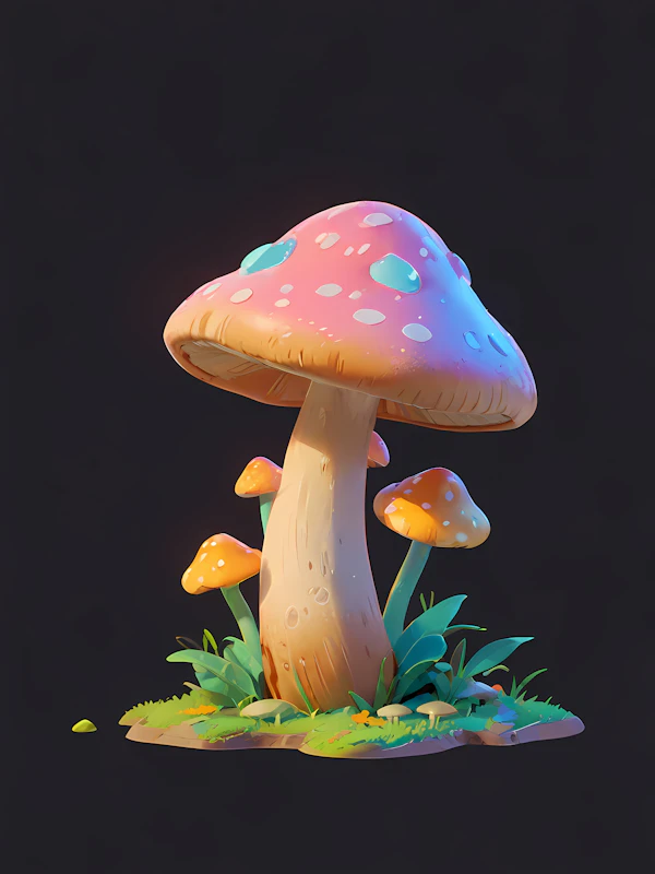 Whimsical Mushroom Scene