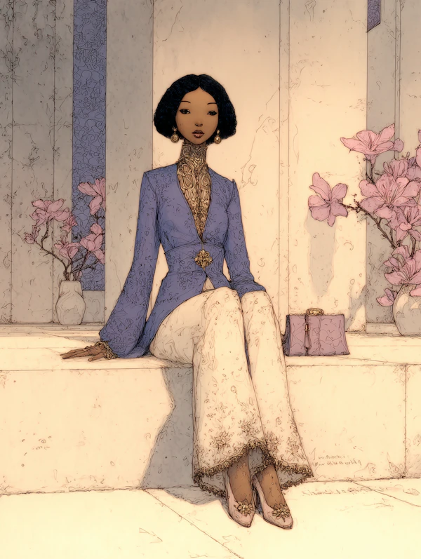 Elegant Woman on Bench