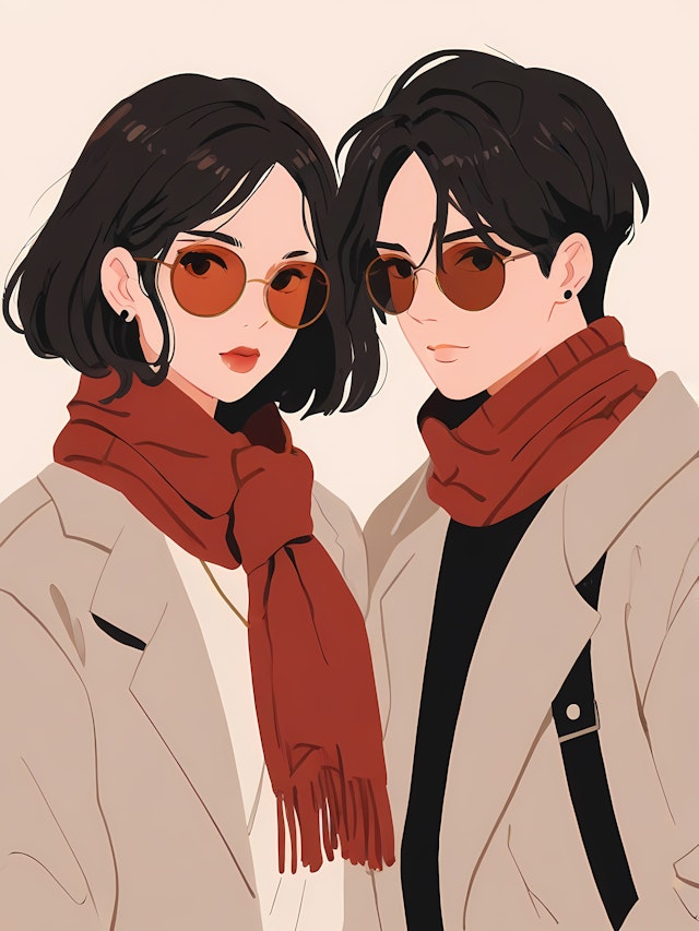 Stylish Couple in Coordinated Outfits