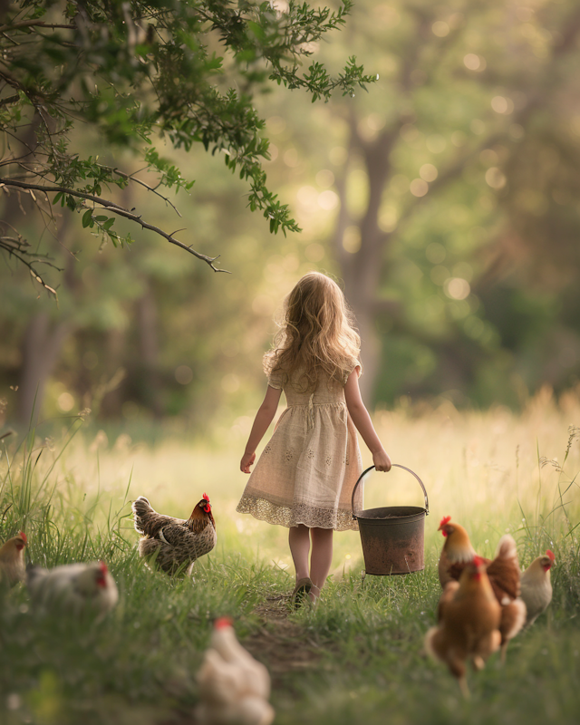 Pastoral Serenity with Chickens