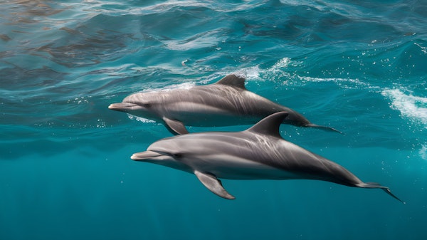 Graceful Dolphins in Clear Blue Ocean