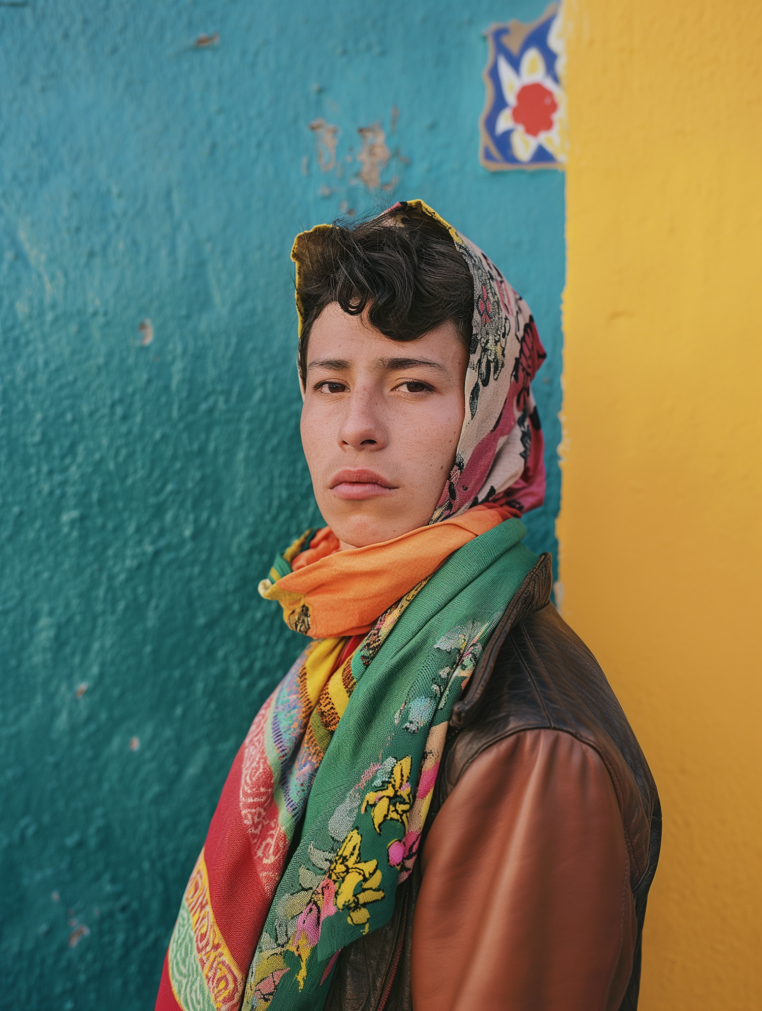 Portrait of a Young Person with Colorful Attire