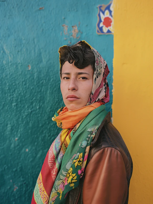 Portrait of a Young Person with Colorful Attire