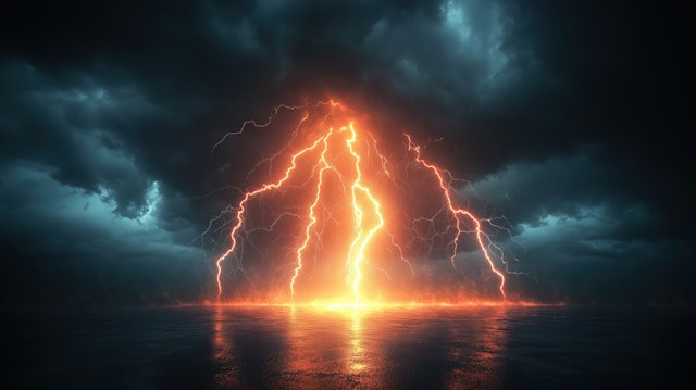 Lightning Storm Over Water