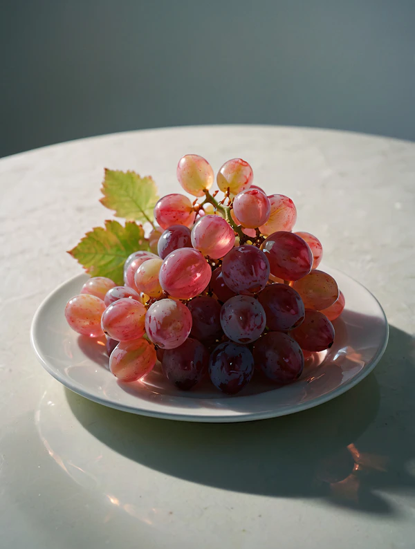 Red Grapes on White Plate