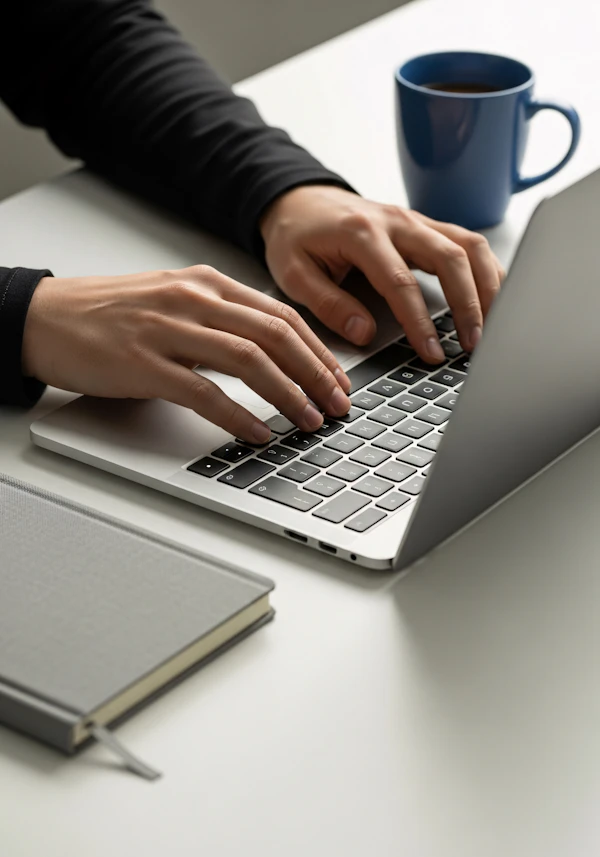 Typing on Laptop