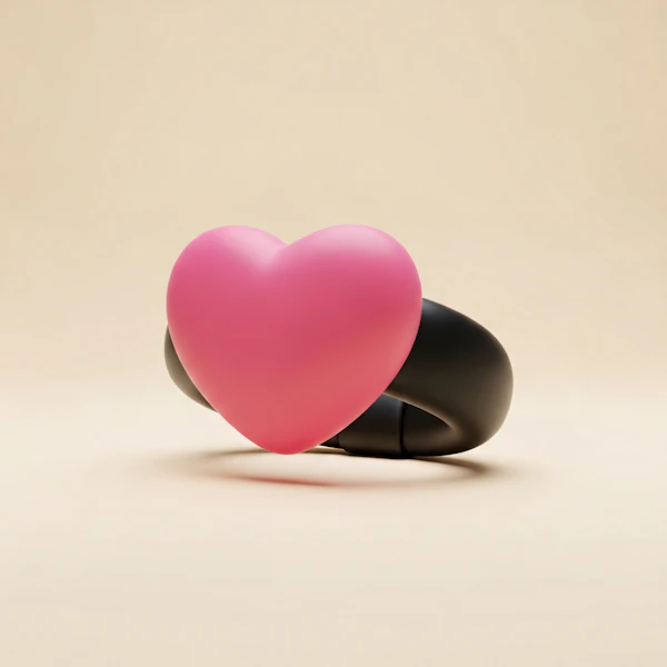 Pink Heart on Black Band