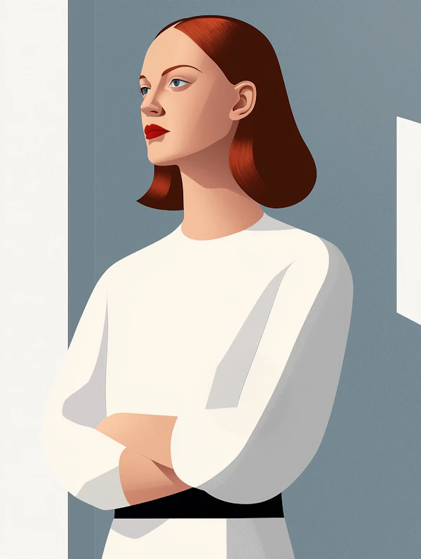 Stylized Woman with Red Hair