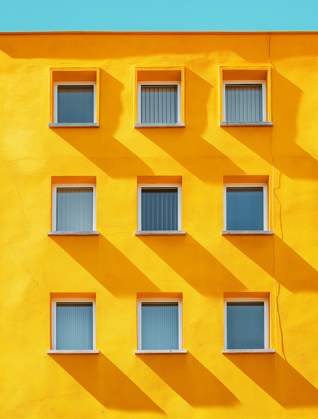 Sunlit Vibrant Yellow Building Facade