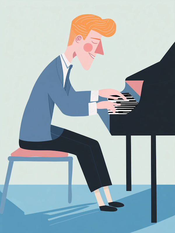 Stylized Illustration of Pianist