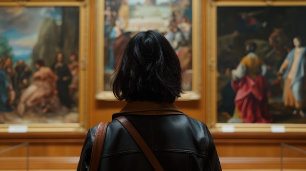 Woman Observing Classical Art