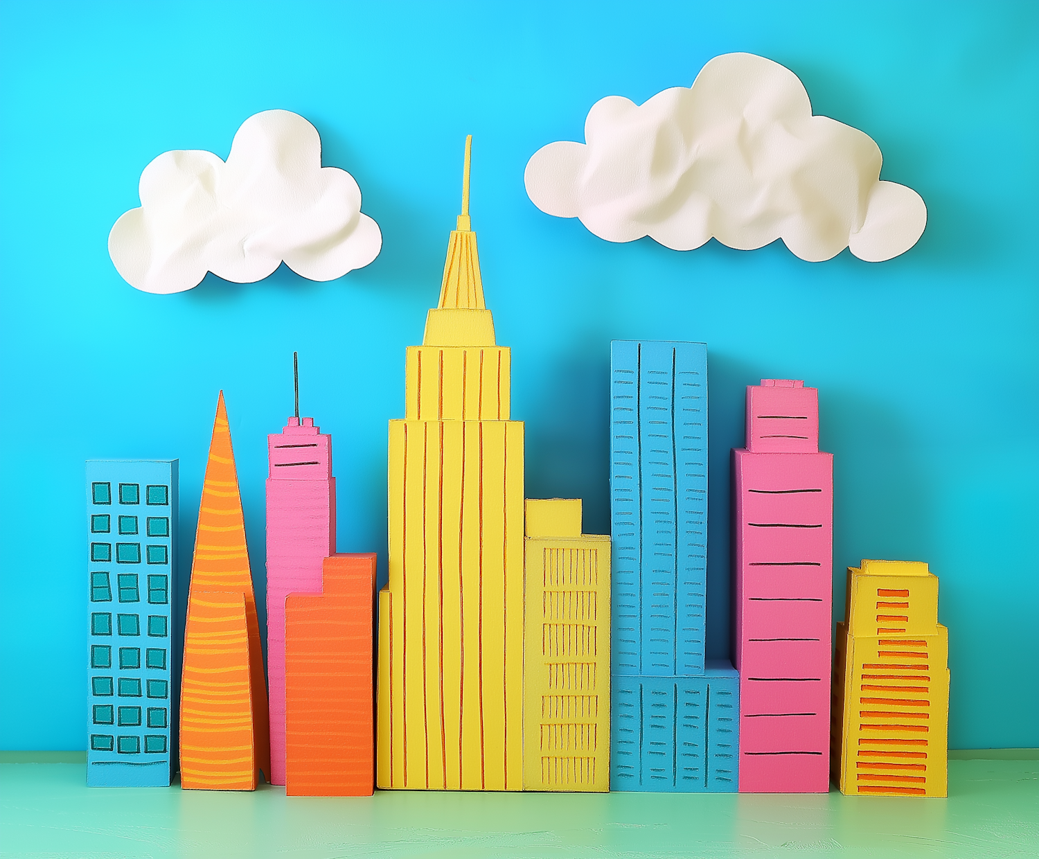 Colorful Paper Cityscape Diorama