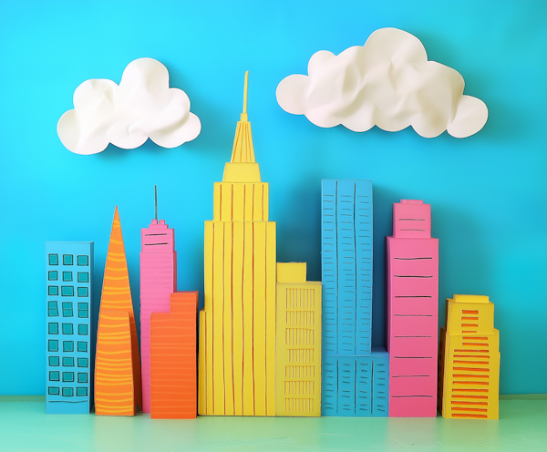 Colorful Paper Cityscape Diorama