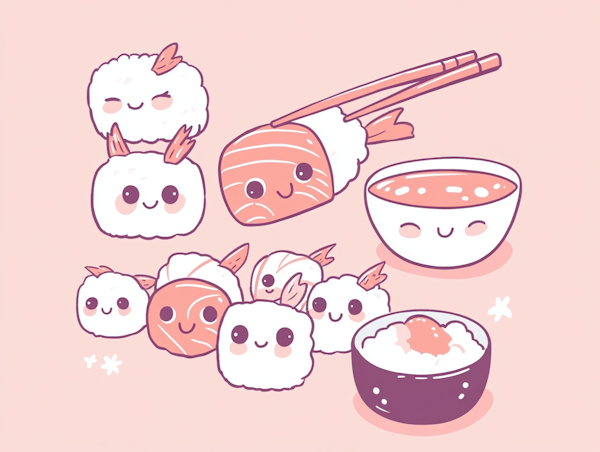 Charming Sushi Illustration