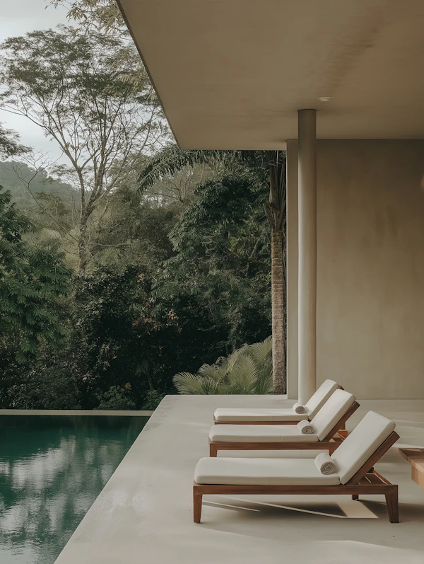 Minimalist Poolside Scene