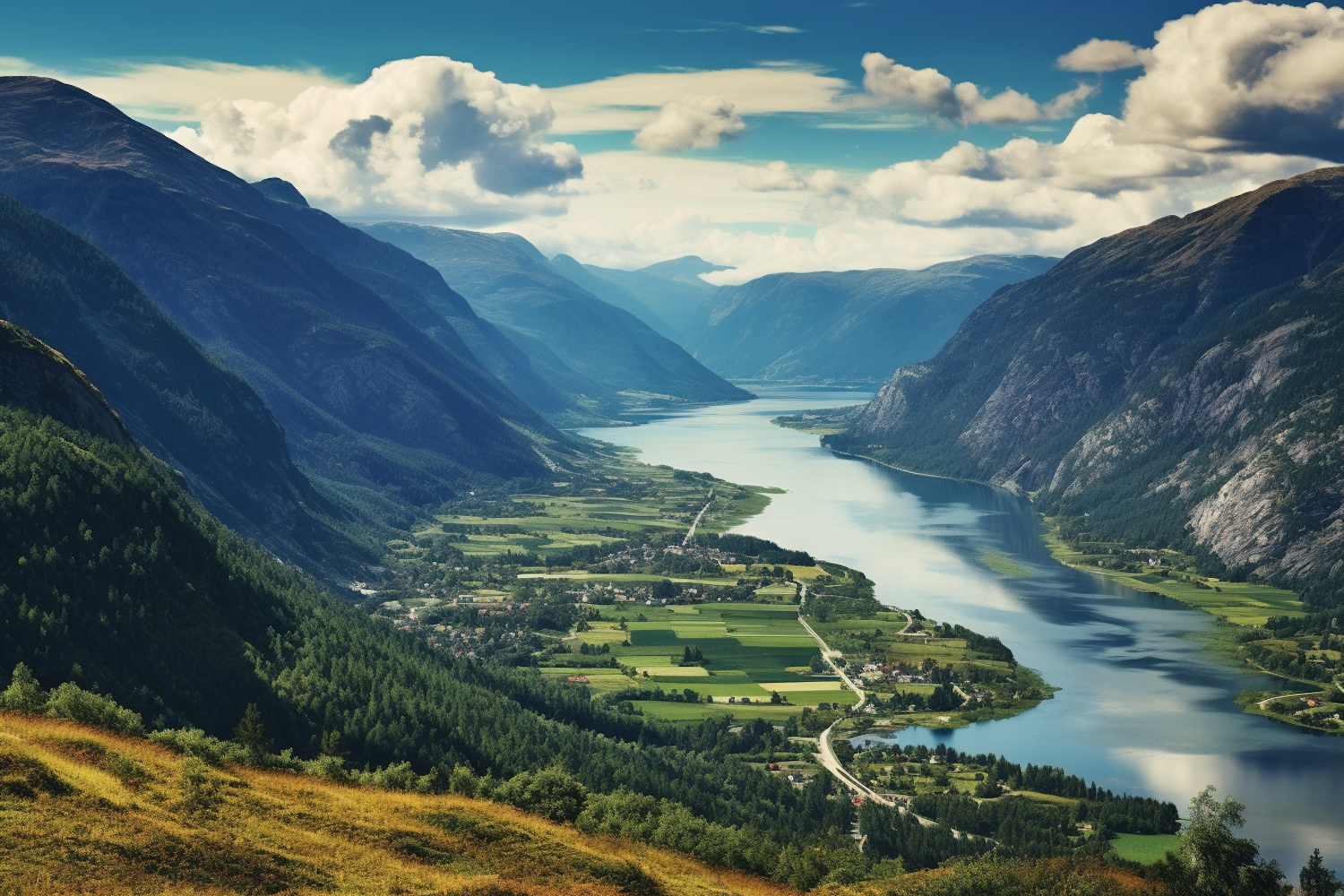 Serpentine Valley with Verdant Mountains