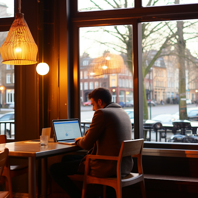 Focused Professional at Dusk