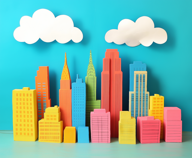 Colorful Paper Crafted Cityscape