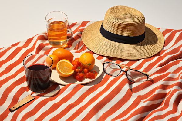 Summer Still Life with Citrus and Wine