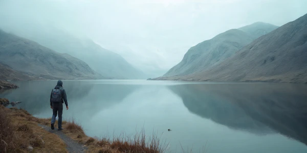 Solitary Mountain Hiker