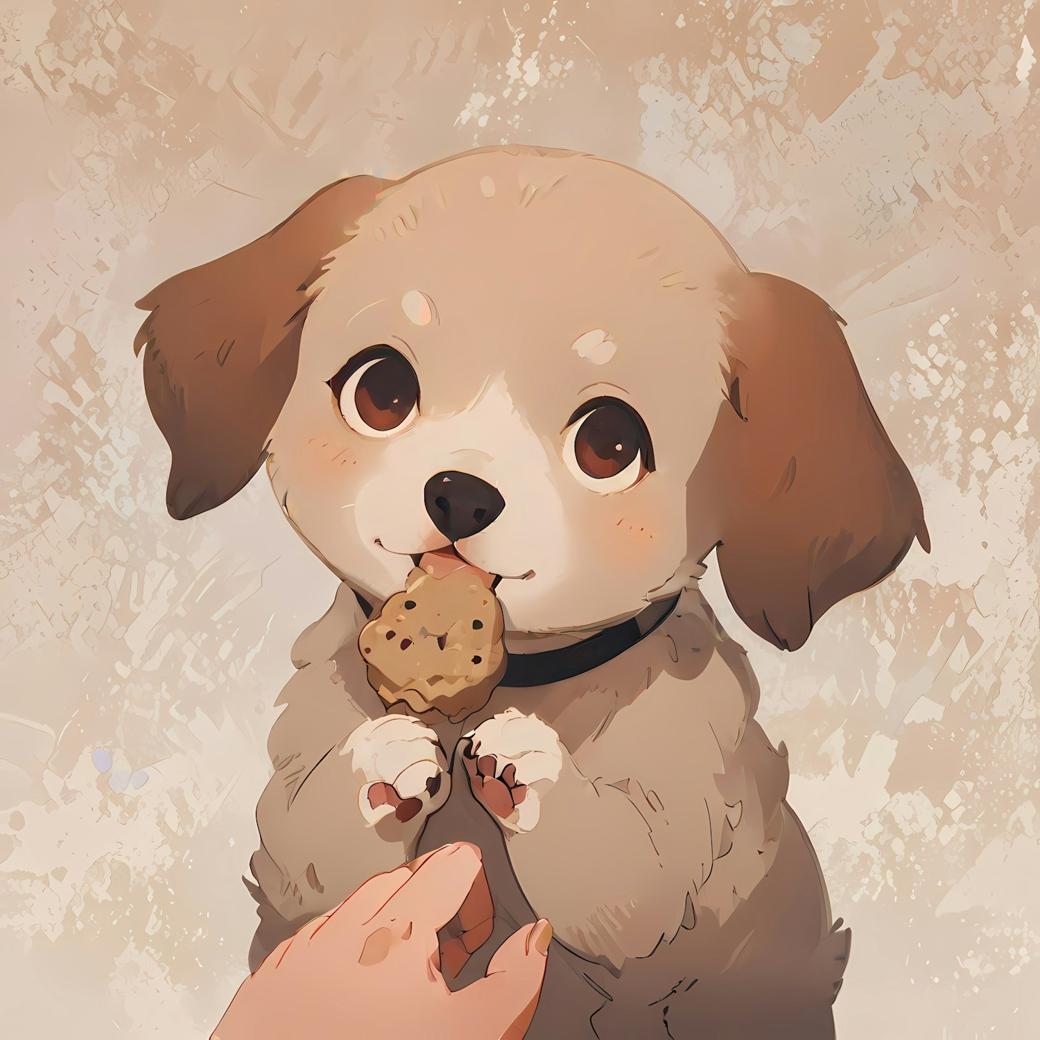 Adorable Puppy with Cookie