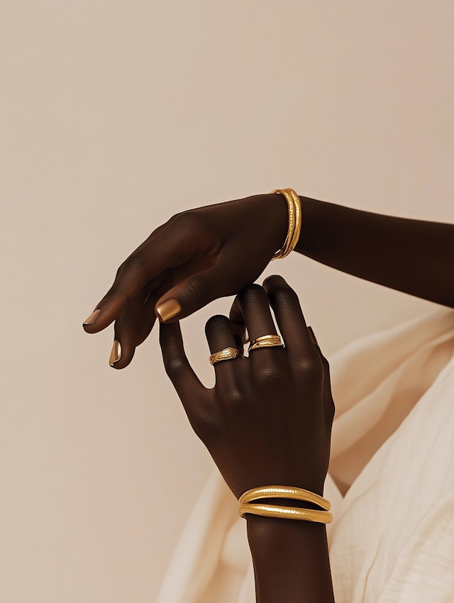 Elegant Hands with Gold Jewelry