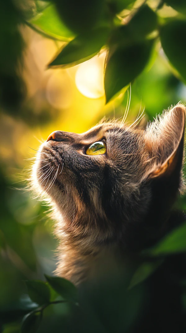 Cat Gazing Upwards