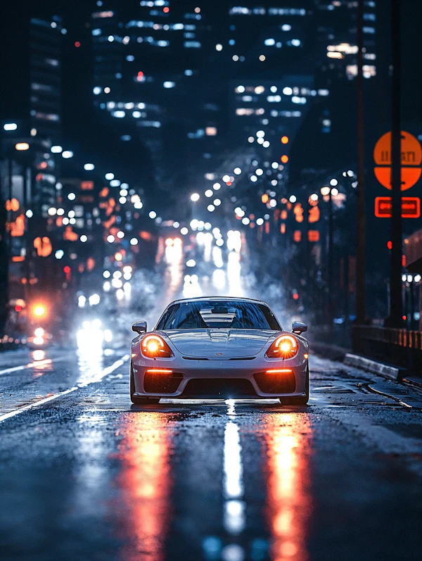 Sleek Sports Car at Night