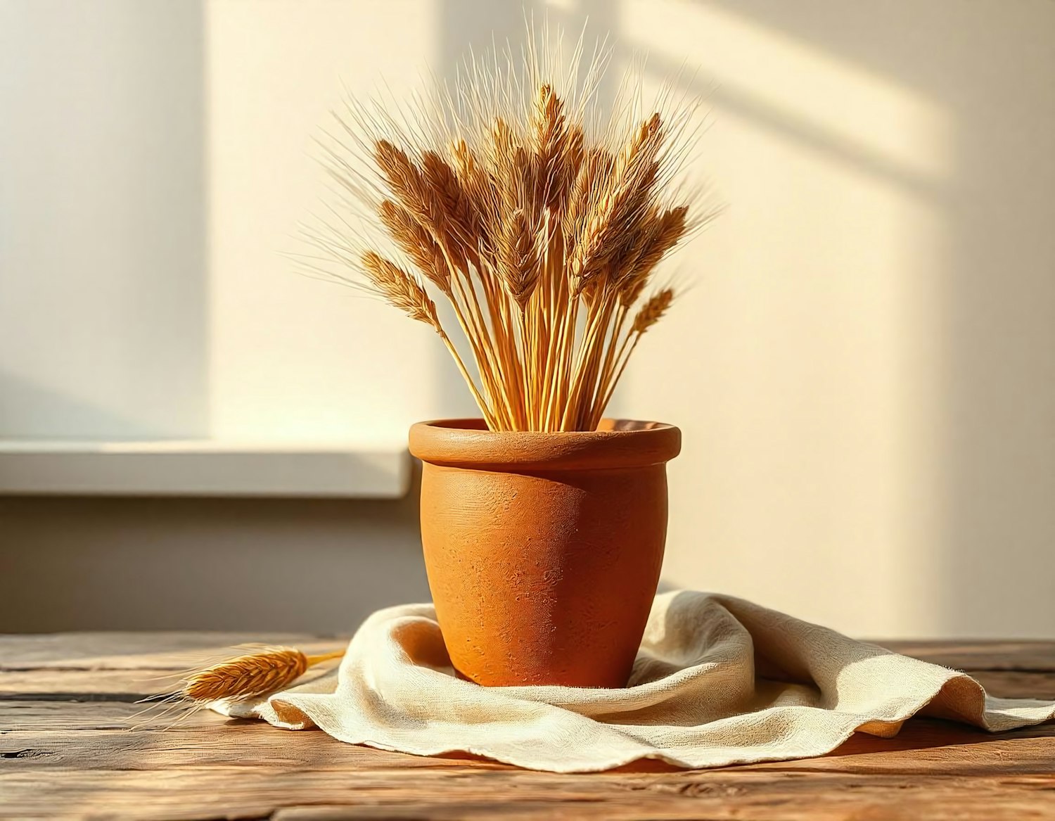 Terracotta Pot with Wheat