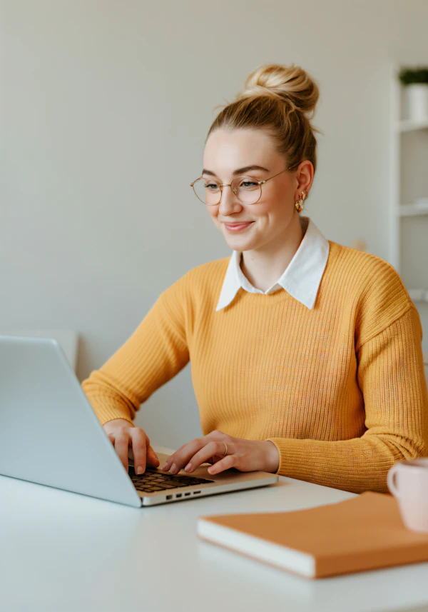 Focused Woman at Desk
