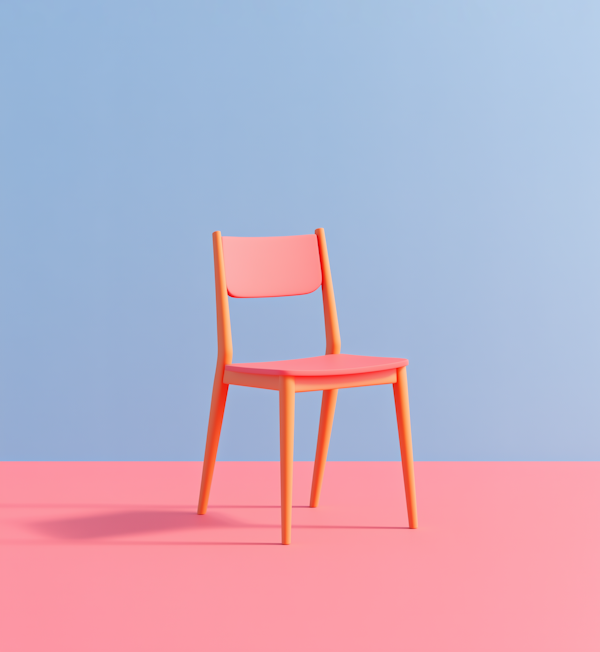 Solitary Orange Chair Against Dual-Tone Background