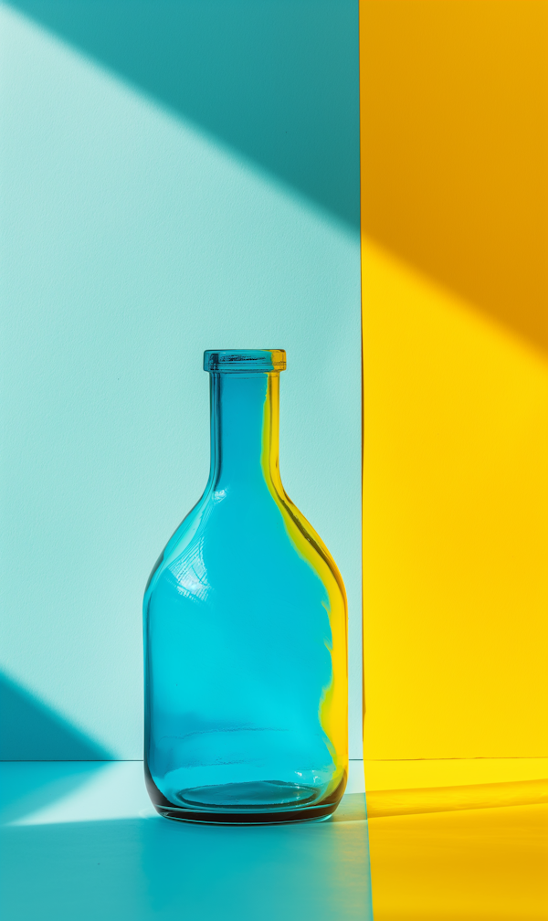 Transparent Blue Bottle with Two-Tone Background