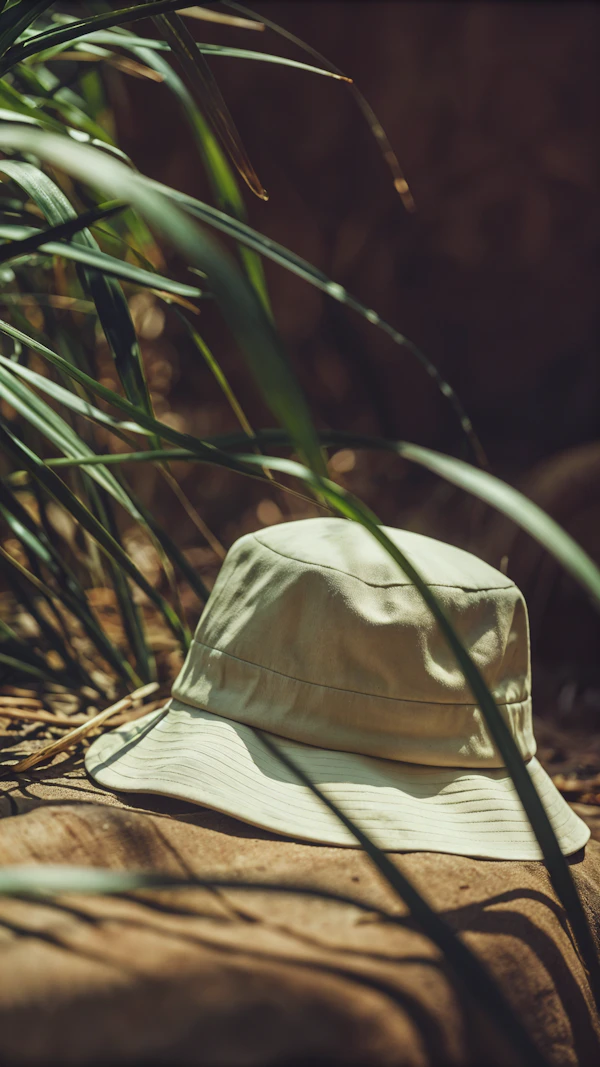 Beige Bucket Hat on Sandy Surface