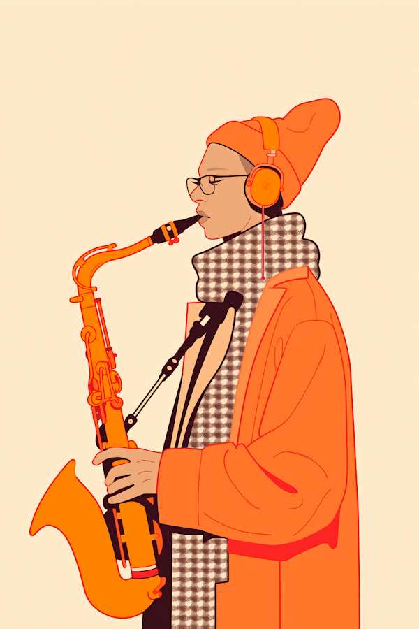 Saxophone Player in Orange