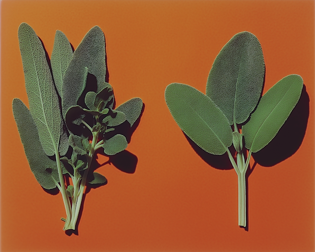 Green Leaves on Orange Background