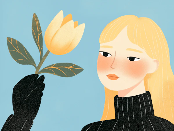 Contemplative Portrait with Flower