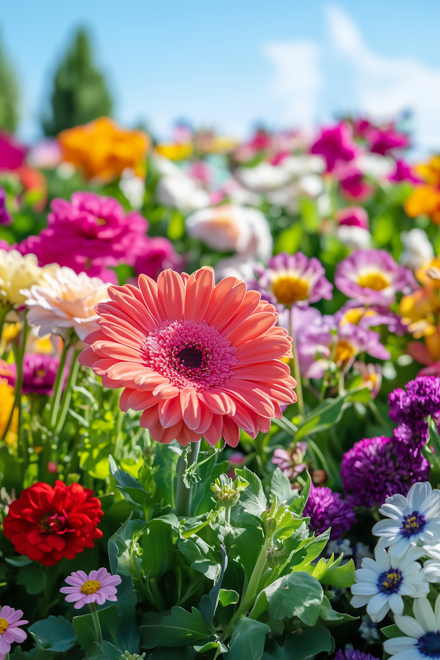 Vibrant Garden with Pink Gerbera Daisy