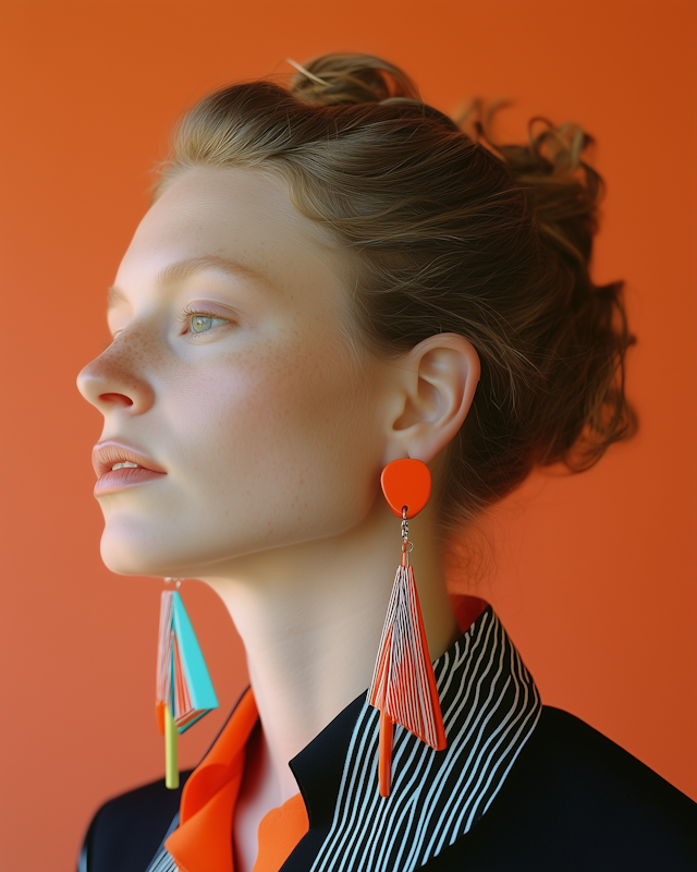 Profile Portrait with Geometric Earrings