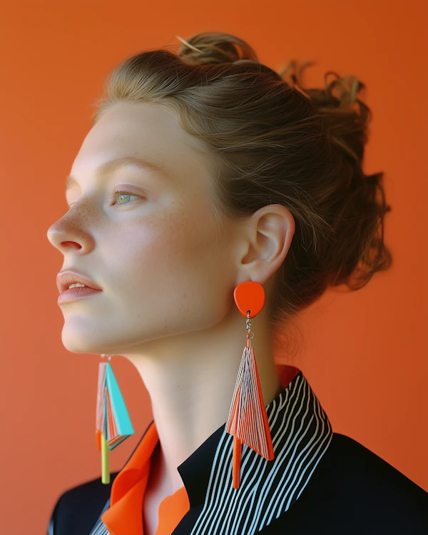 Profile Portrait with Geometric Earrings