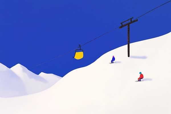 Minimalist Winter Ski Scene