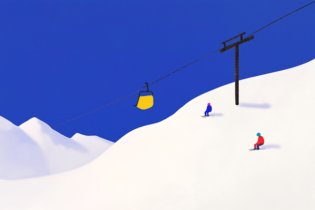 Minimalist Winter Ski Scene